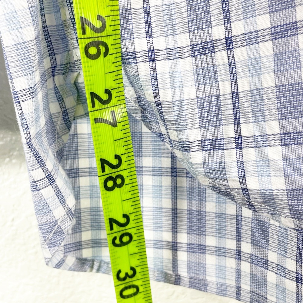 Hickey Freemen Men's Blue White Gingham Plaid Long Sleeve Shirt 15 15 1/2 Cotton - Picture 6 of 6